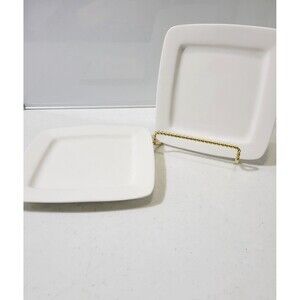 Gibson White Elements Square Round Edge Set Of 2 Salad Plates 7.5"